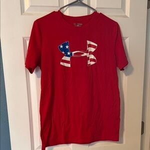 Under Armour Red Tee with Flag Design